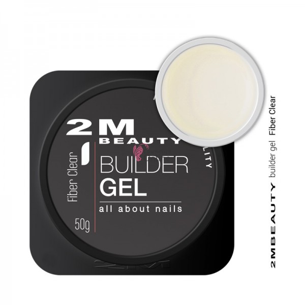 Gel UV 2M Beauty Fiber Clear, gel cu fibra de sticla 3 in 1 transparent 50 ml